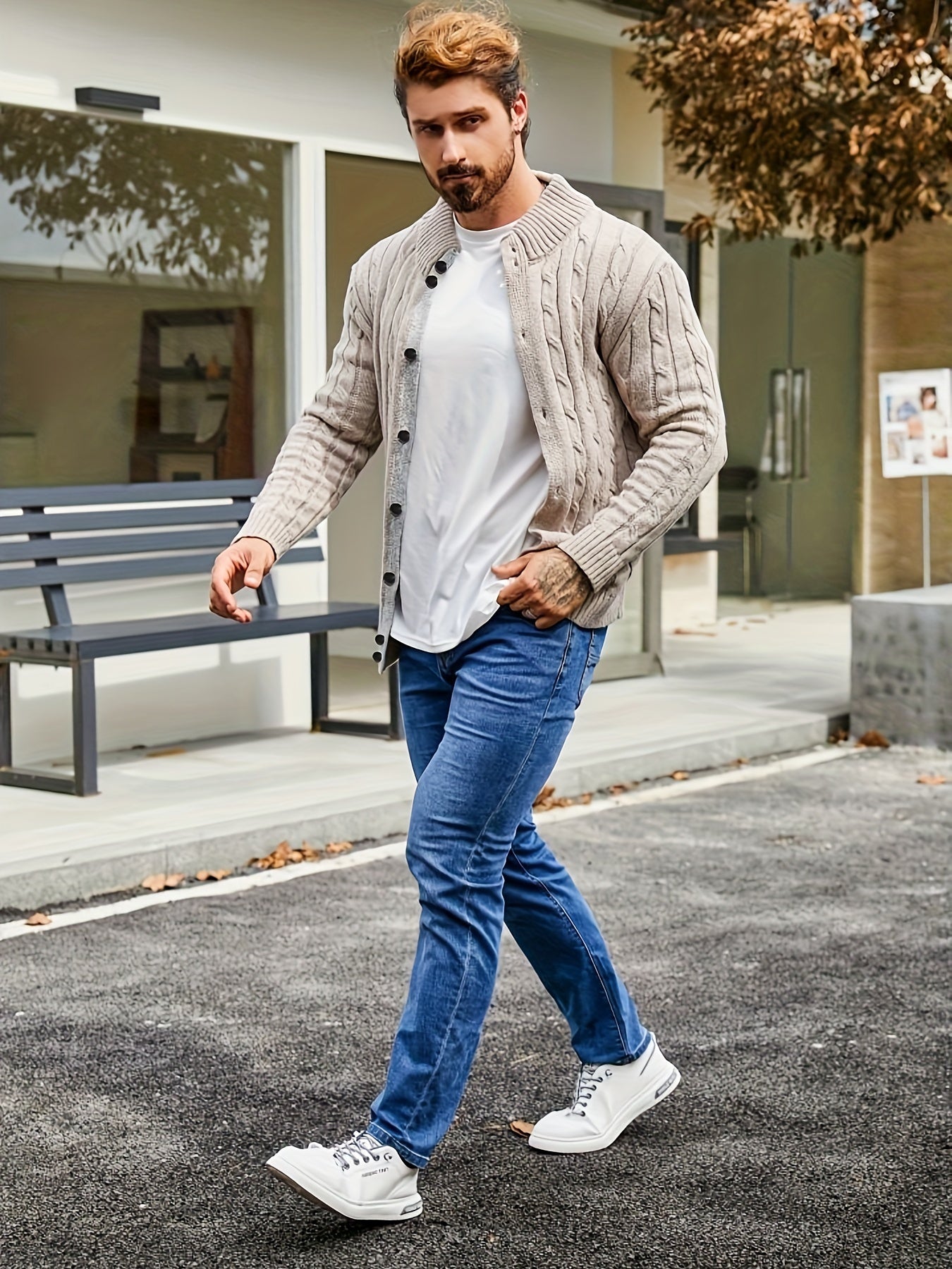 Men’s Cardigan Regular Fit Hip-Length Button Placket