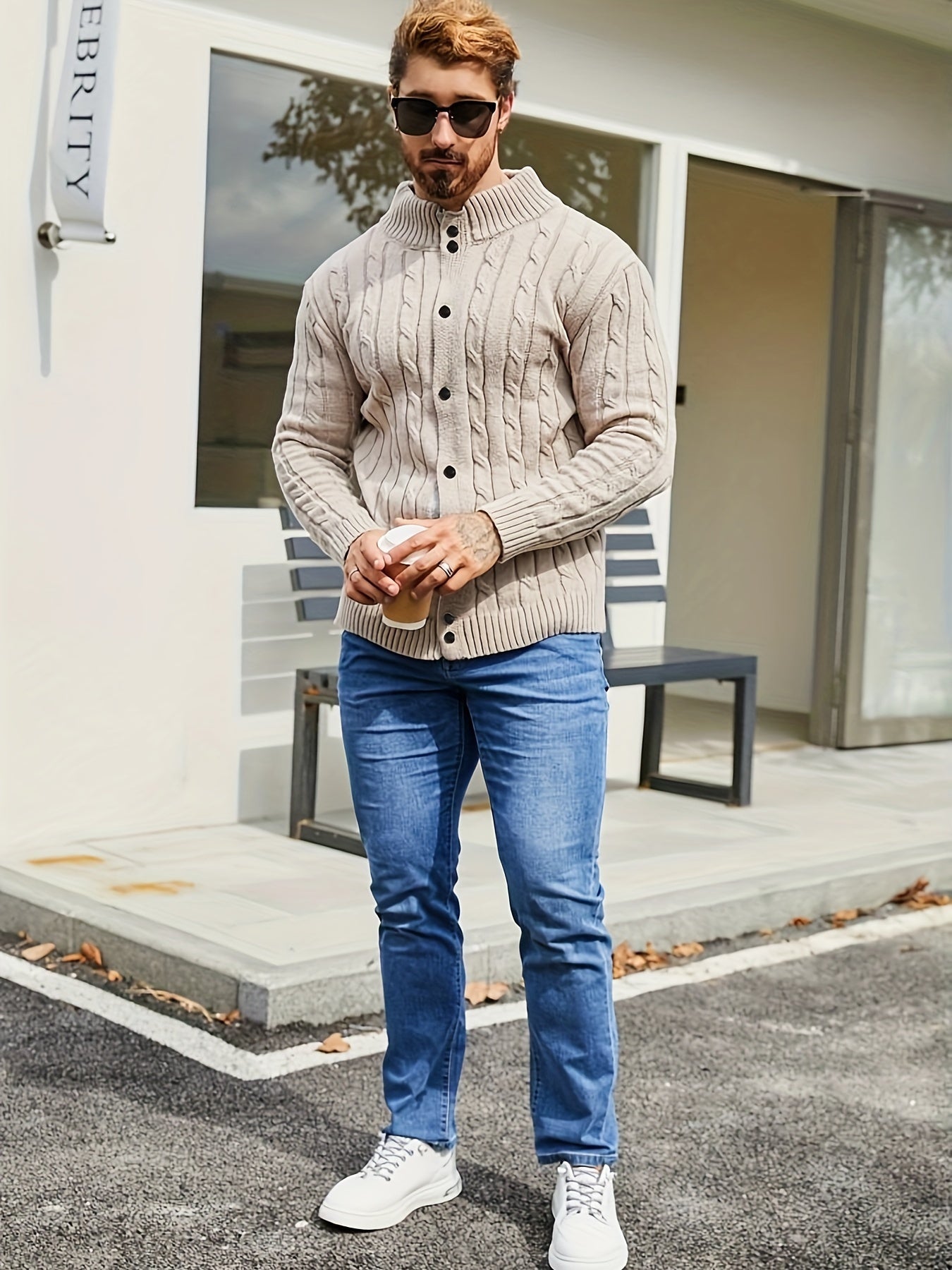 Men’s Cardigan Regular Fit Hip-Length Button Placket