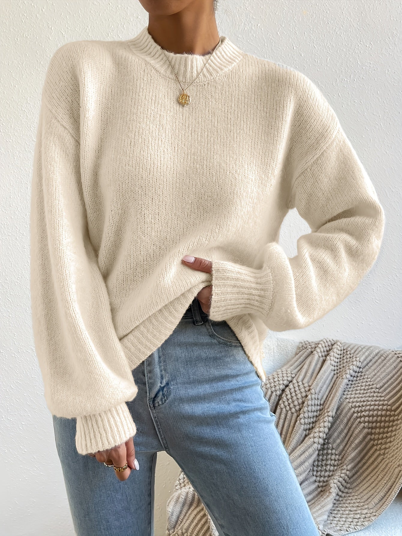 Jumper Oversized Long Length Ribbed Hem