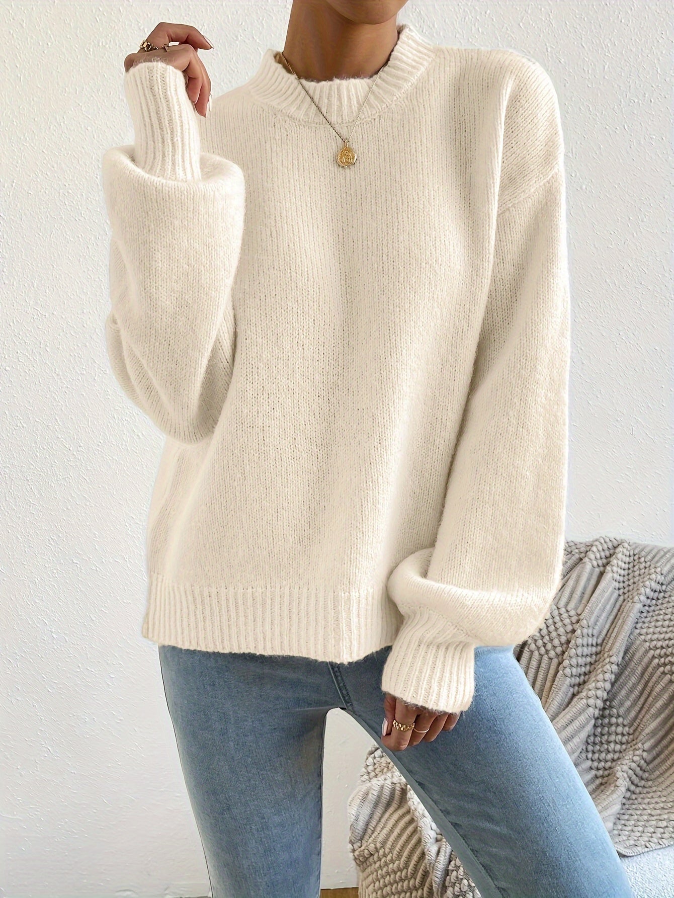 Jumper Oversized Long Length Ribbed Hem